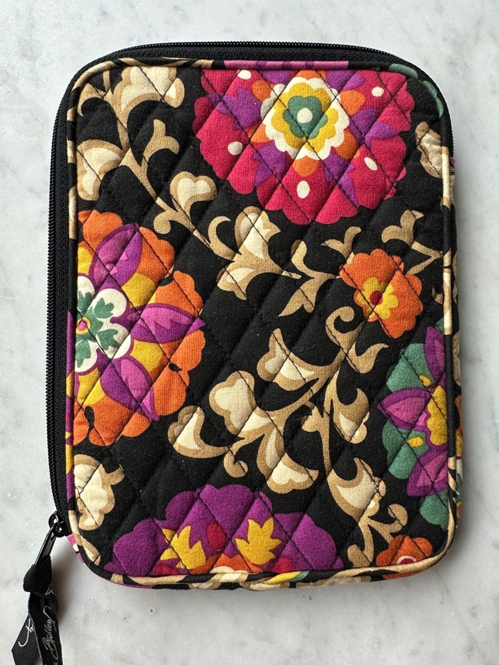 Vera Bradley Floral Zip Organizer - Black with Purple, Yellow, Green, Orange - Picture 4 of 4